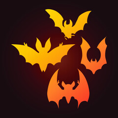 Bat  icon . Vector illustration design template. Halloween art.