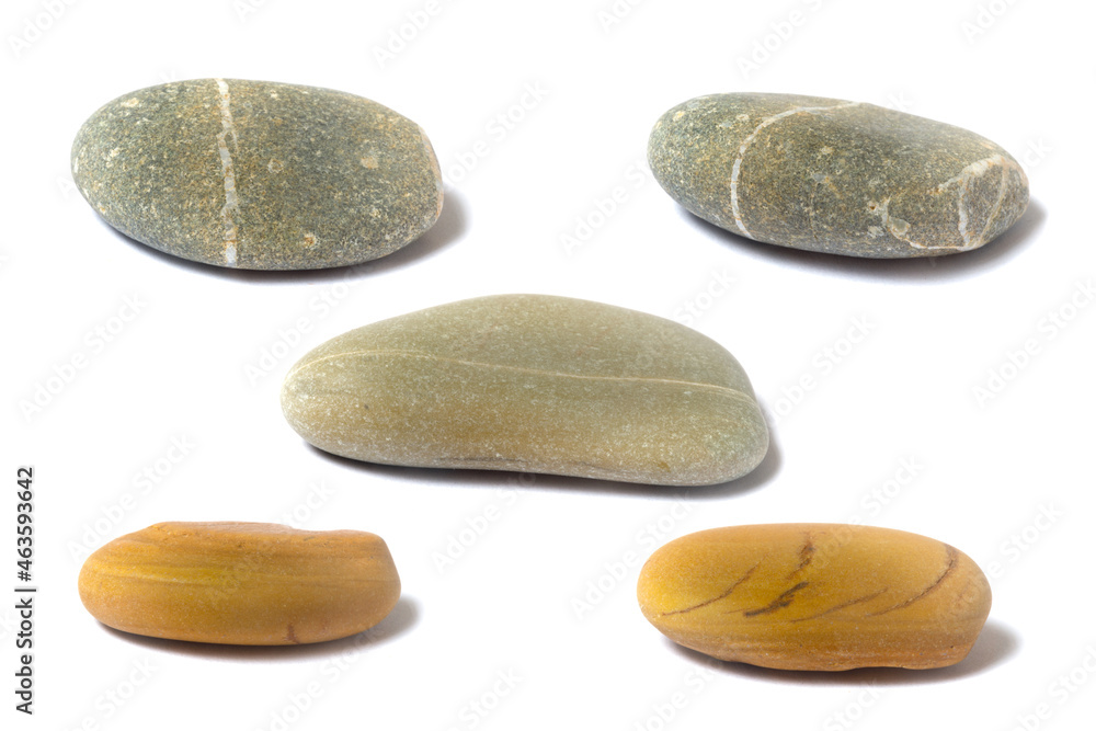 Poster a set of stones with a shadow isolated on a white background