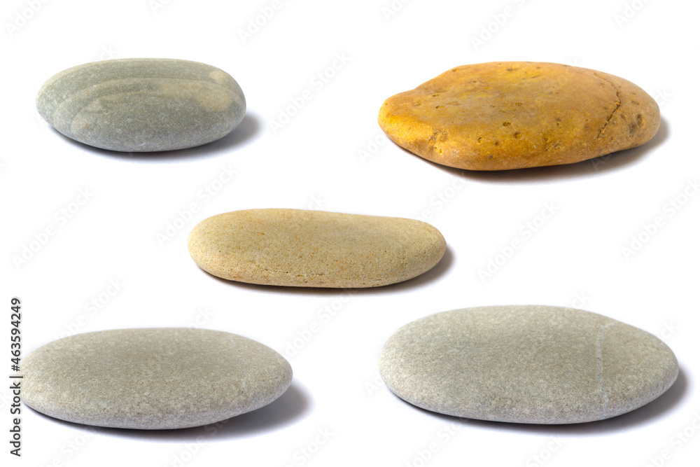 Poster a set of stones with a shadow isolated on a white background