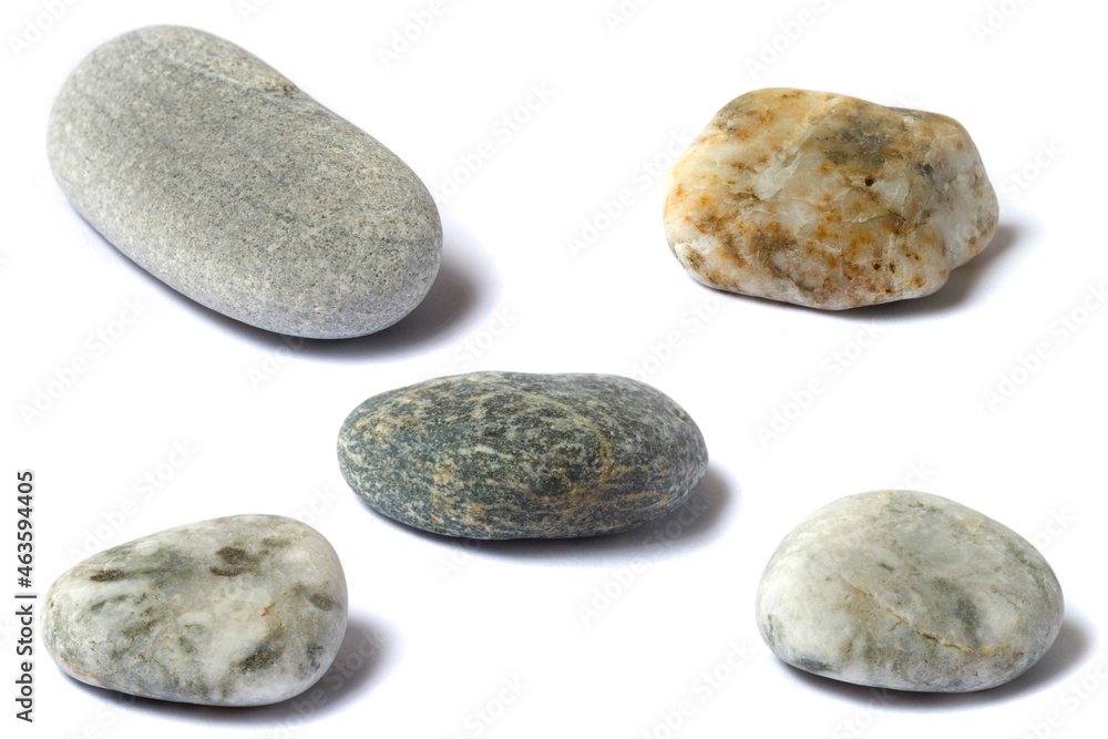 Poster a set of stones with a shadow isolated on a white background
