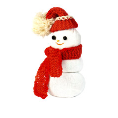 Fototapeta premium snowman isolated on white background. christmas toy decoration.