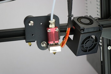 3D printing machine with disassembled hotend part for new nozzle replacement