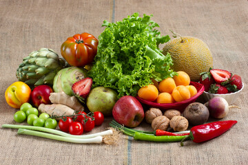 mixed fresh vegetables and fruits