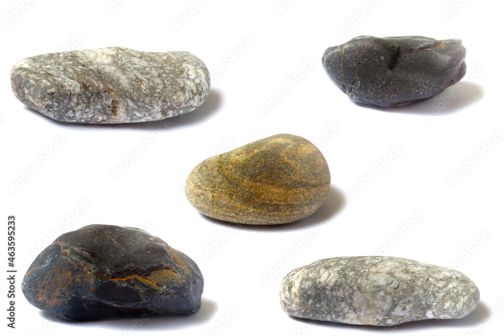 Aufkleber a set of stones with a shadow isolated on a white background