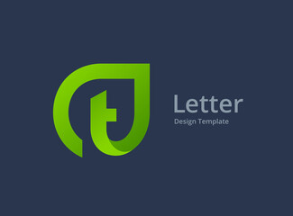 Letter T with eco leaves logo icon design template elements