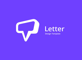Letter T with speech bubble logo icon design template elements