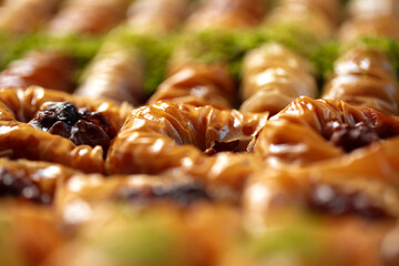 Close up of delicious baklava at a hotel buffet