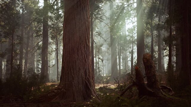 giant sequoias in the giant forest grove in the Sequoia National Park