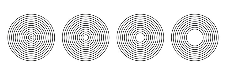 Mid century shapes set. Geometric line circles figures. Modern minimalism symbols. Vector isolated on white