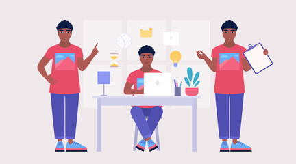 .Multitasking and time management concept