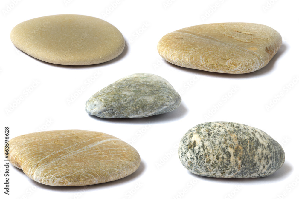 Poster a set of stones with a shadow isolated on a white background