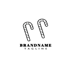 candy cane logo cartoon icon design template black isolated vector
