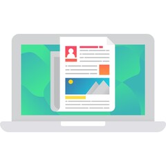 Resume portfolio icon on vector laptop screen