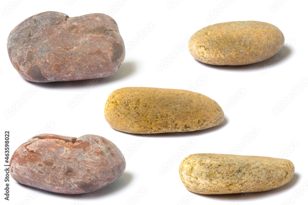 Poster a set of stones with a shadow isolated on a white background