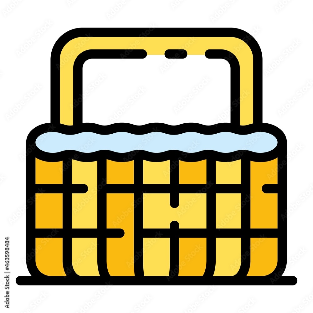 Poster wicker basket icon. outline wicker basket vector icon color flat isolated