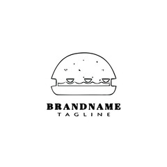 burger cartoon logo icon design template black isolated illustration