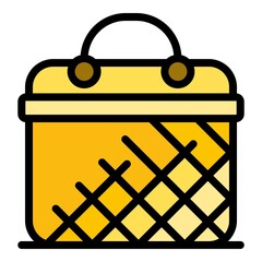 Traditional basket icon. Outline traditional basket vector icon color flat isolated