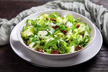 broad bean, feta cheese, rocket and cucumber salad
