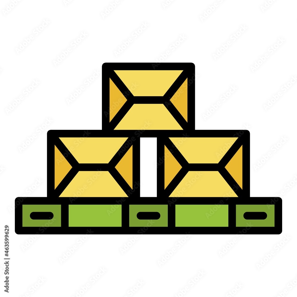 Poster boxes on pallet icon. outline boxes on pallet vector icon color flat isolated
