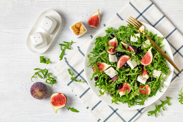 rocket figs feta and black olive salad