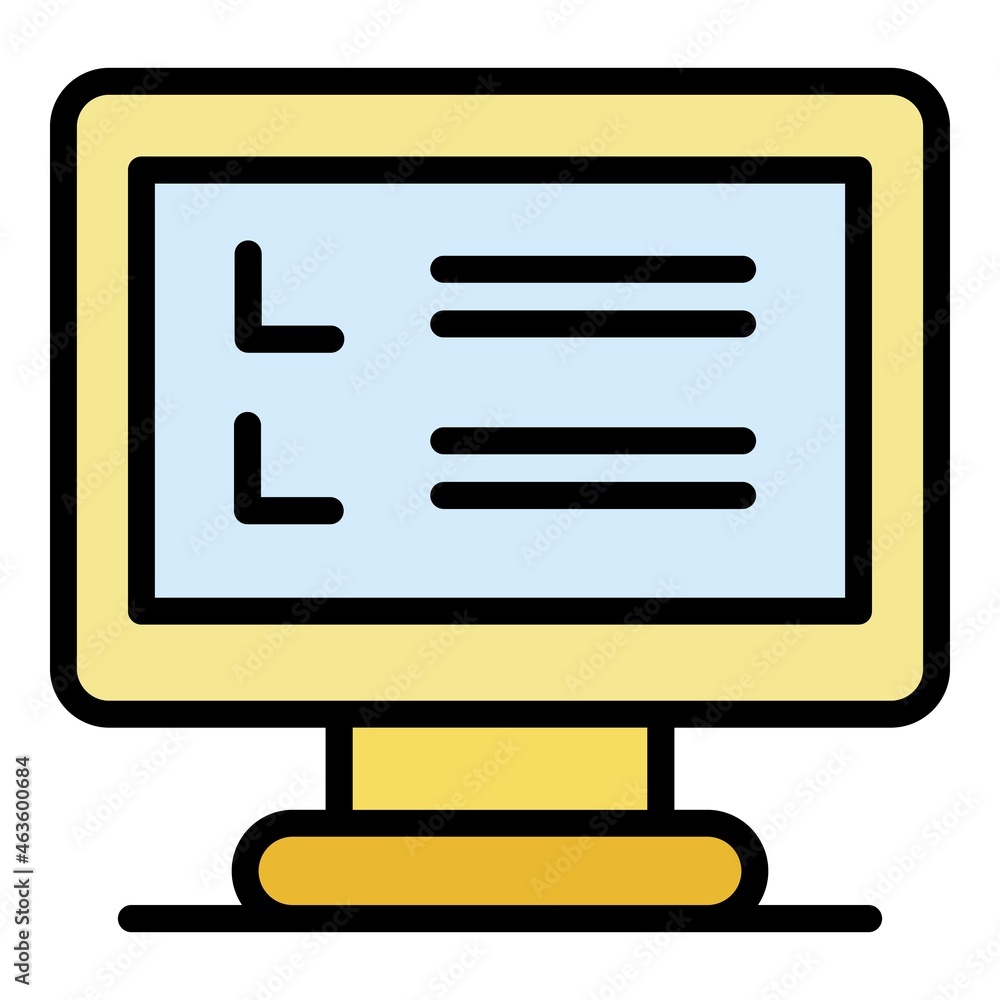 Poster inventory computer monitor icon. outline inventory computer monitor vector icon color flat isolated