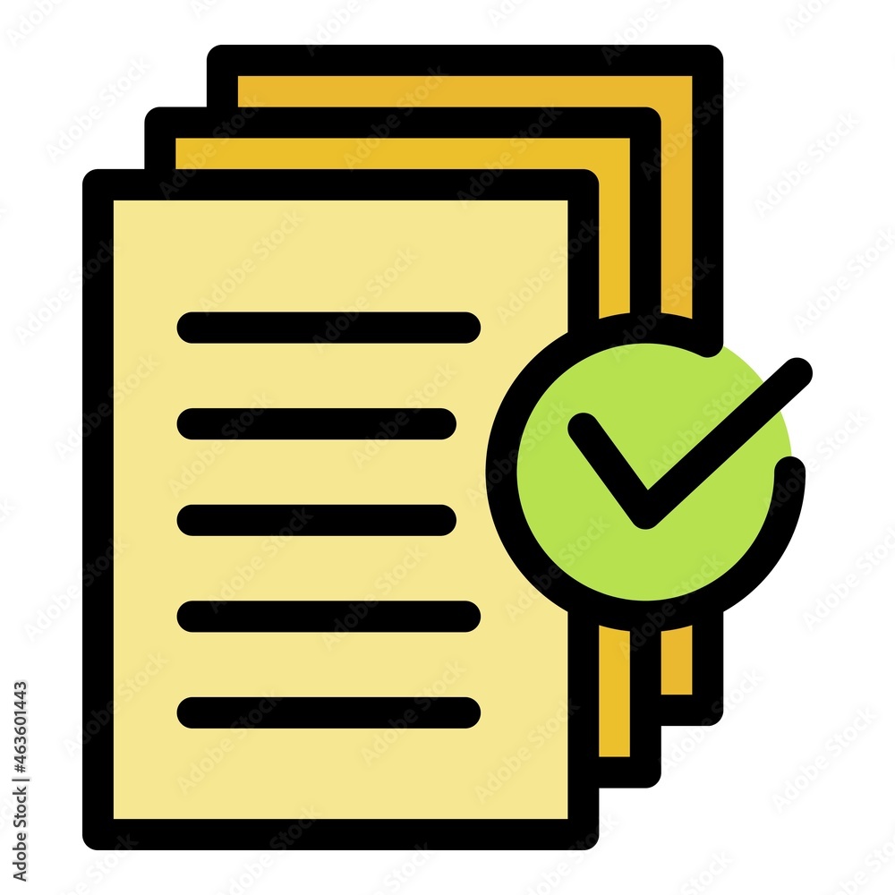 Poster document approved request icon. outline document approved request vector icon color flat isolated