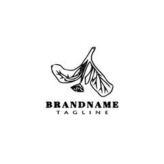 plant with leaves logo cartoon icon template black isolated vector illustration