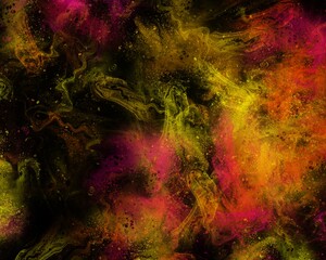 Abstract red yellow fluid art liquid acrylic paint background 