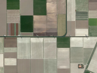 Fields (Agricultural Areas) , Irrigation Canals, Farm Houses and Wind Power Plants Aerial View in Netherlands