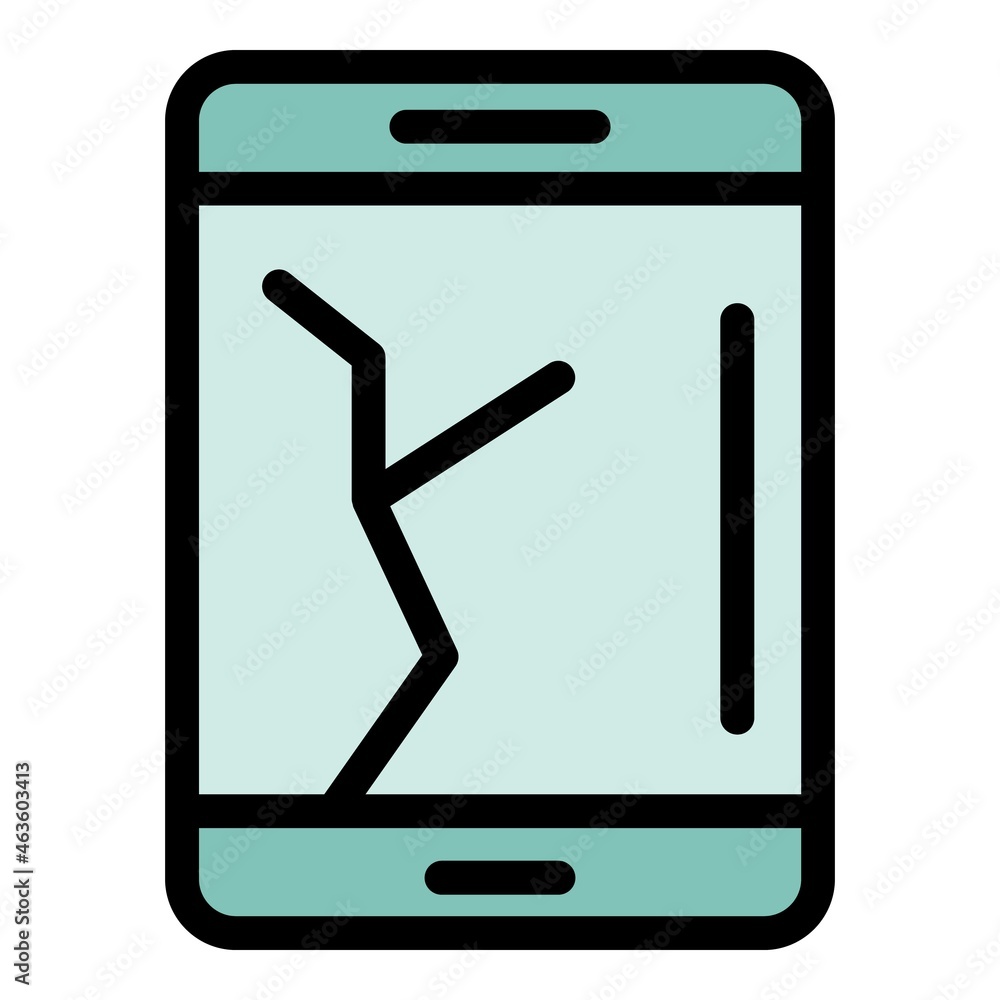 Poster broken display smartphone icon. outline broken display smartphone vector icon color flat isolated