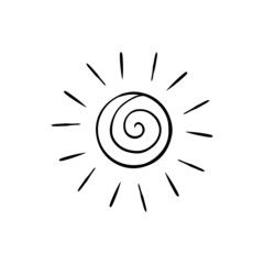 Simple childs drawing of a rainbow. The symbol of happiness. Doodle sketch isolated on white background. Hand drawn vector illustration