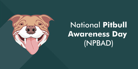 Pitbull Dog Head Graphic illustration, Pitbull Awareness Day theme, suitable for posters, banners.