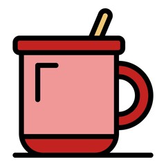 Plastic mug icon. Outline plastic mug vector icon color flat isolated