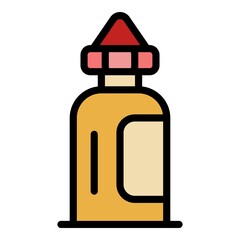 Small glue bottle icon. Outline small glue bottle vector icon color flat isolated