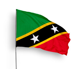 Saint Kitts and Nevis flag isolated on white background. close up waving flag of Saint Kitts and Nevis. flag symbols of Saint Kitts and Nevis. Concept of Saint Kitts and Nevis.