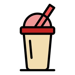 Transparent plastic cup icon. Outline transparent plastic cup vector icon color flat isolated