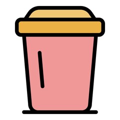 Plastic coffee cup icon. Outline plastic coffee cup vector icon color flat isolated
