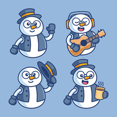 Snowman with Top Hat Cartoon Character Collection
