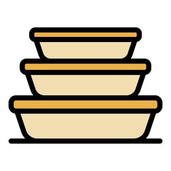 Stack food container icon. Outline stack food container vector icon color flat isolated