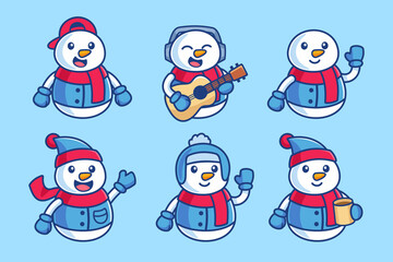 Collection of Snowman Cartoon Character