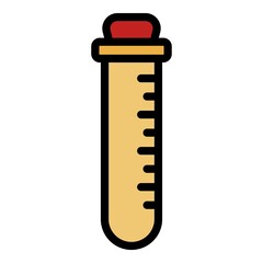 Plastic test tube icon. Outline plastic test tube vector icon color flat isolated