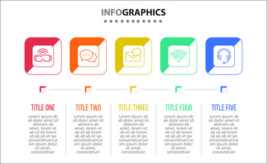 Vector Infographic design with icons. 5 options or 5 steps. process diagram, flow chart, info graph, Infographics for business concept, presentations banner, workflow layout.