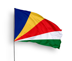 Seychelles flag isolated on white background. close up waving flag of Seychelles. flag symbols of Seychelles. Concept of Seychelles.