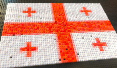 Obraz premium Flag of Georgia made with plastic toy blocks, conceptual 3d rendering