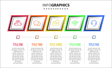 Vector Infographic design with icons. 5 options or 5 steps. process diagram, flow chart, info graph, Infographics for business concept, presentations banner, workflow layout.