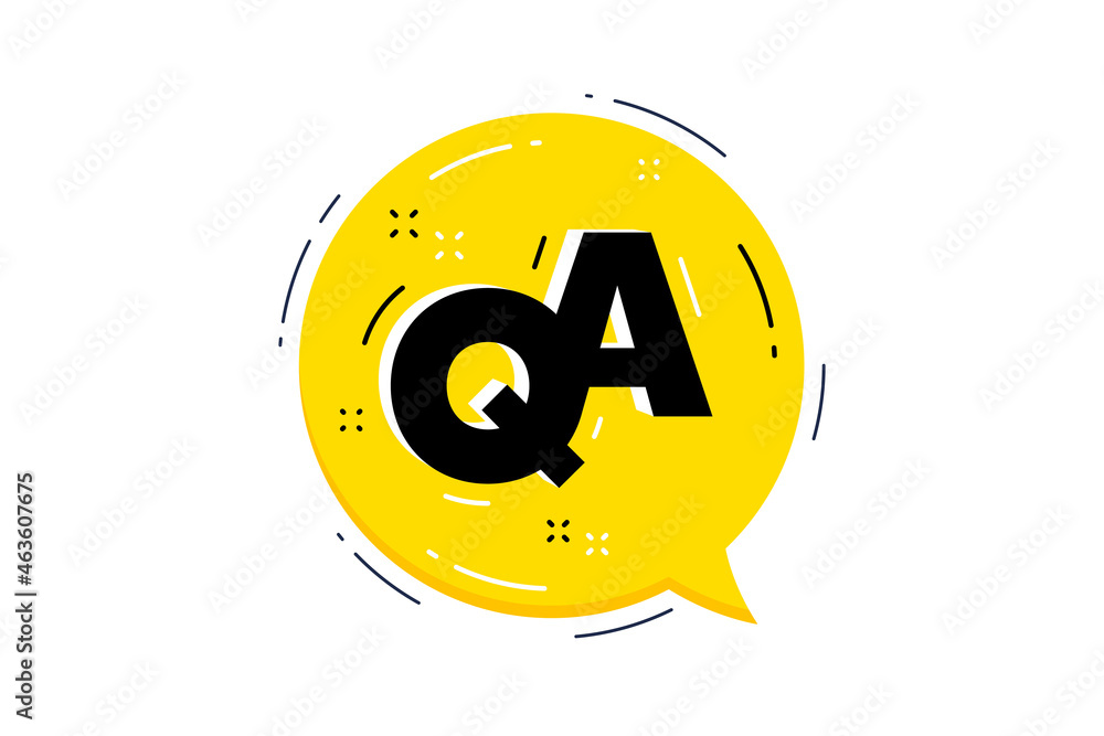 Poster qa yellow speech bubble. faq questionnaire chat symbol. question and answer message. quality support