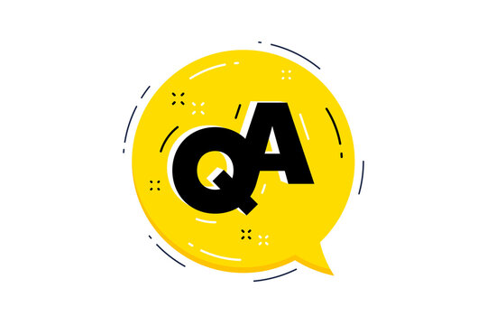 QA yellow speech bubble. Faq questionnaire chat symbol. Question and answer message. Quality support promotion banner. Isolated QA chat bubble. Enquire help information service. Vector