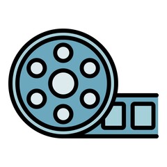 New cinema reel icon. Outline new cinema reel vector icon color flat isolated
