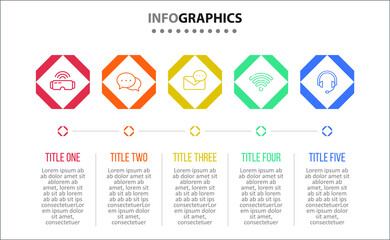 Vector Infographic design with icons. 5 options or 5 steps. process diagram, flow chart, info graph, Infographics for business concept, presentations banner, workflow layout.