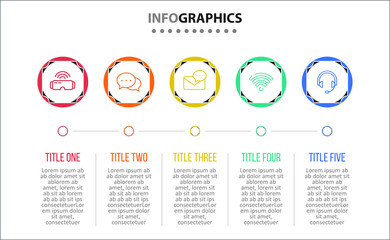 Vector Infographic design with icons. 5 options or 5 steps. process diagram, flow chart, info graph, Infographics for business concept, presentations banner, workflow layout.